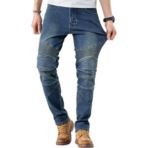 CTBQiTom Motorcycle Motocross Riding Jeans Knee and Hip Protector Pocket Sz M